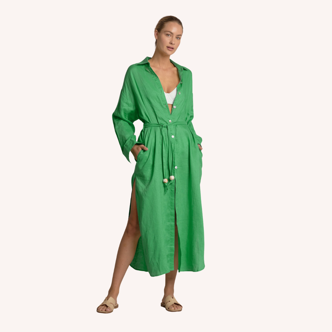 elan green dress El Beige Print One Shoulder Dress S
