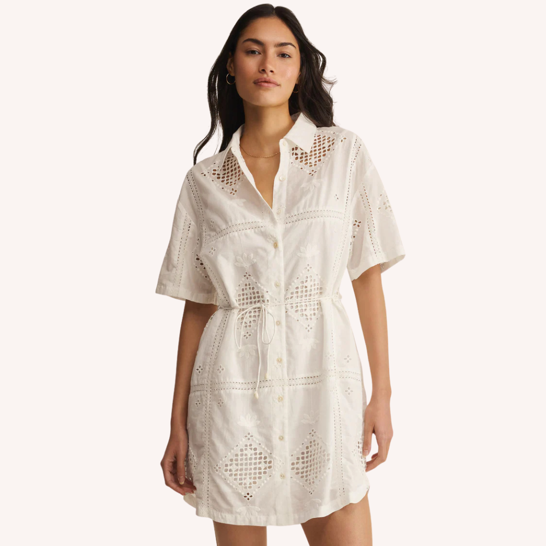anabelle eyelet lace up dress Anabelle Eyelet Lace Up Dress White Mulaner