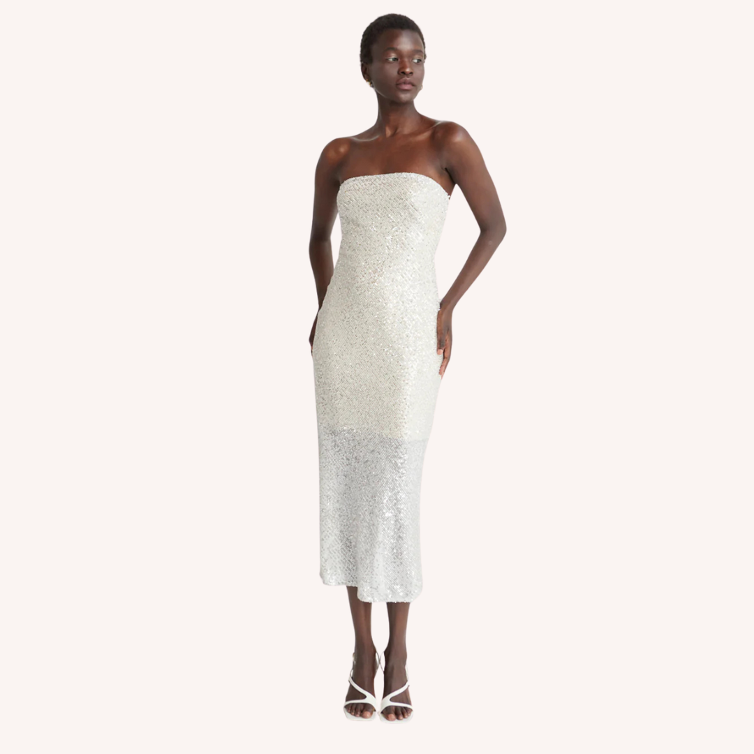 Crescent Helen Sequins Tube Dress - Grey - L Crescent Helen Sequins Tube Dress - Grey - L