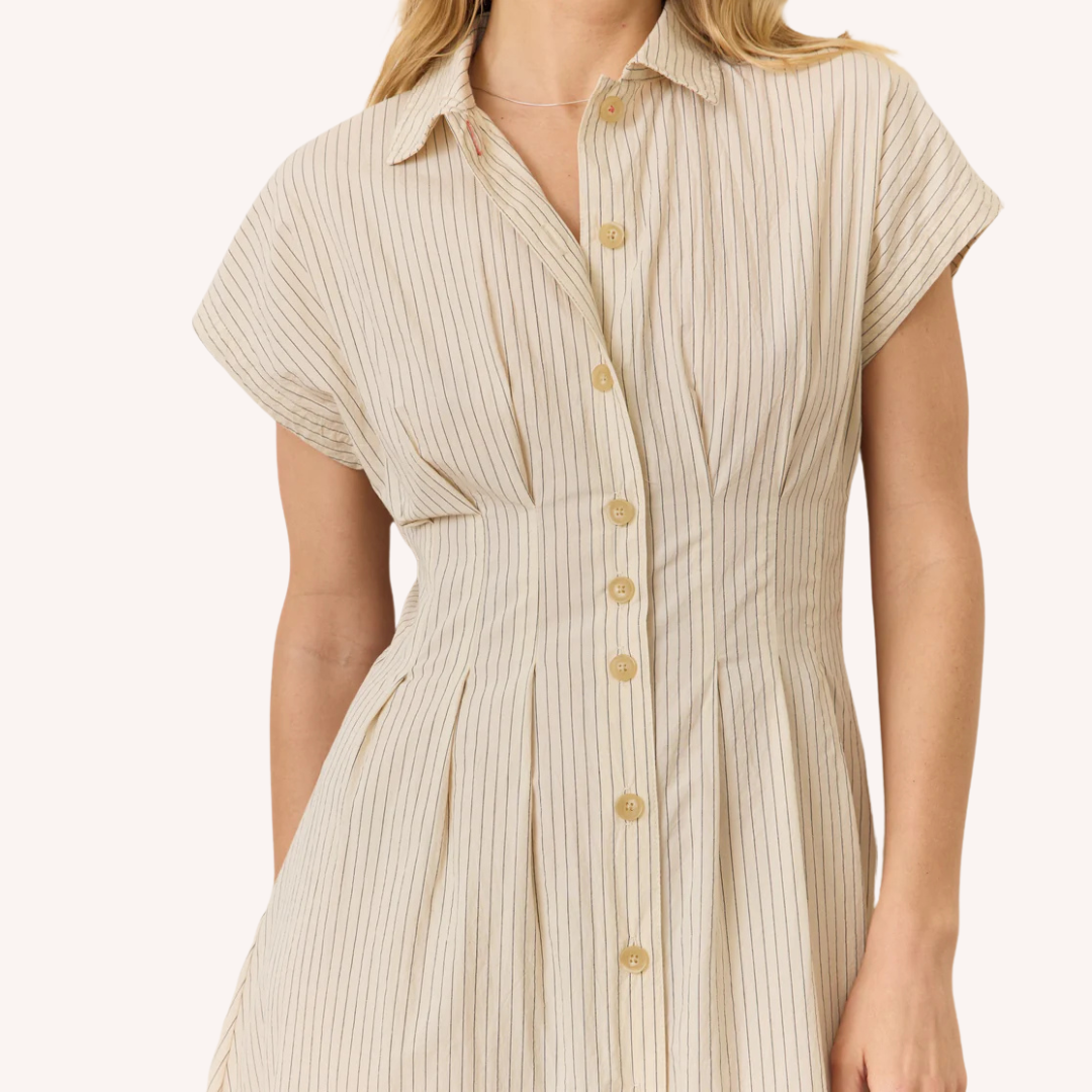 cream navy dress Reiss Petite Pleated Belted Midi Dress in Navy/Cream