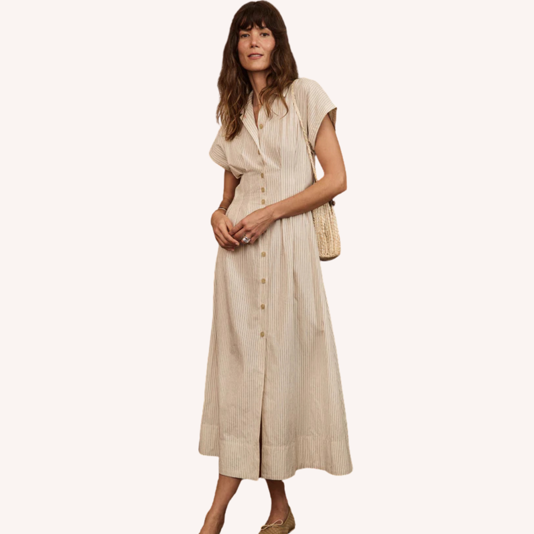 Marine Layer Nova Midi Shirt Dress Cream/Navy Stripe / M Marine Layer Nova Midi Shirt Dress Cream/Navy Stripe / M