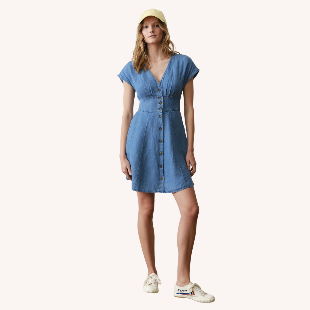 Camila Mini Dress- Light Wash – Irma Marie Designer Apparel