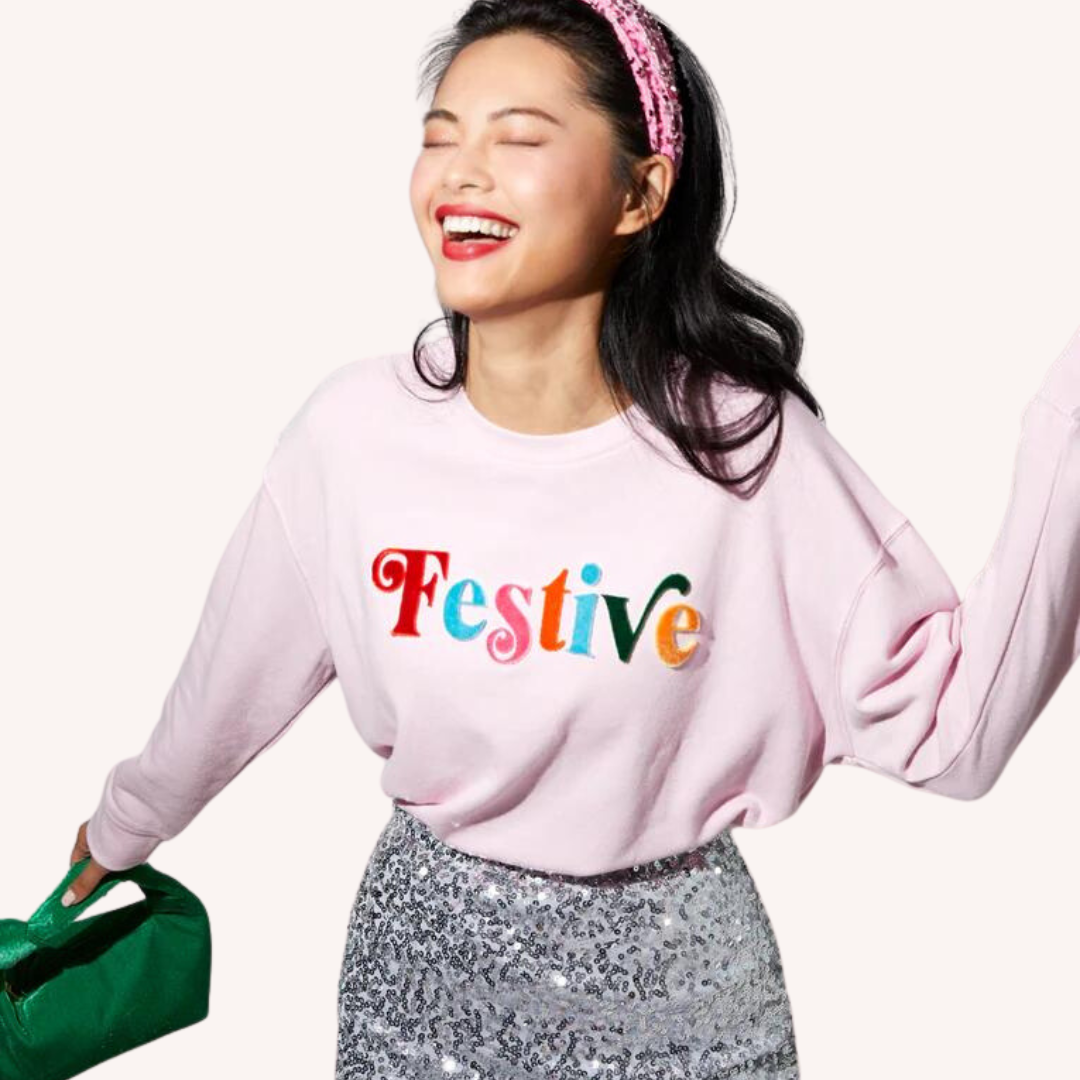 Festive Sweatshirt- Blush