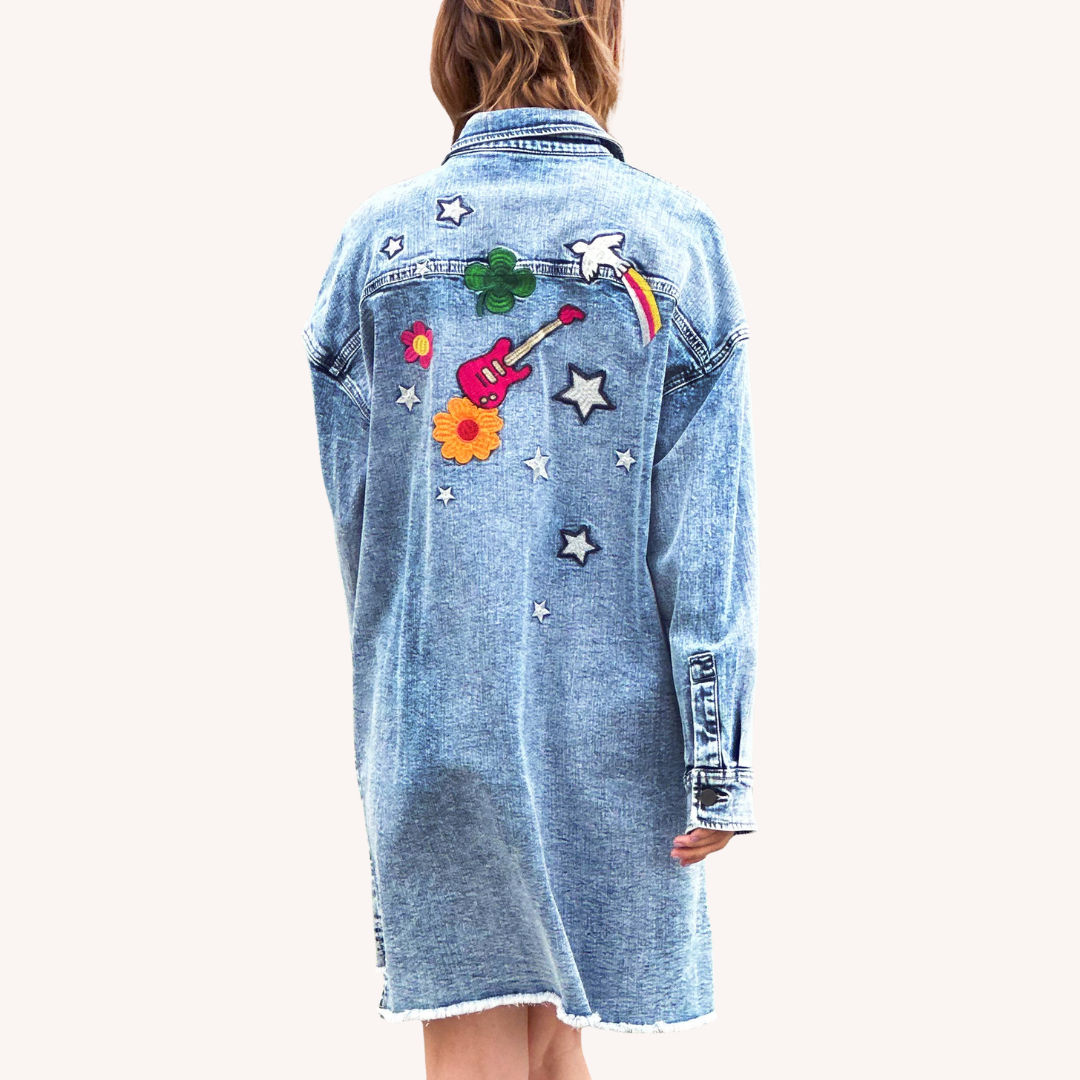 Womens Embroidered Festival Denim Dress Billy T Denim / S Womens Embroidered Festival Denim Dress Billy T Denim / S