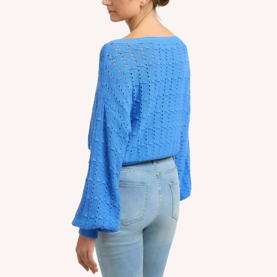Crochet Cropped Pullover- Pool